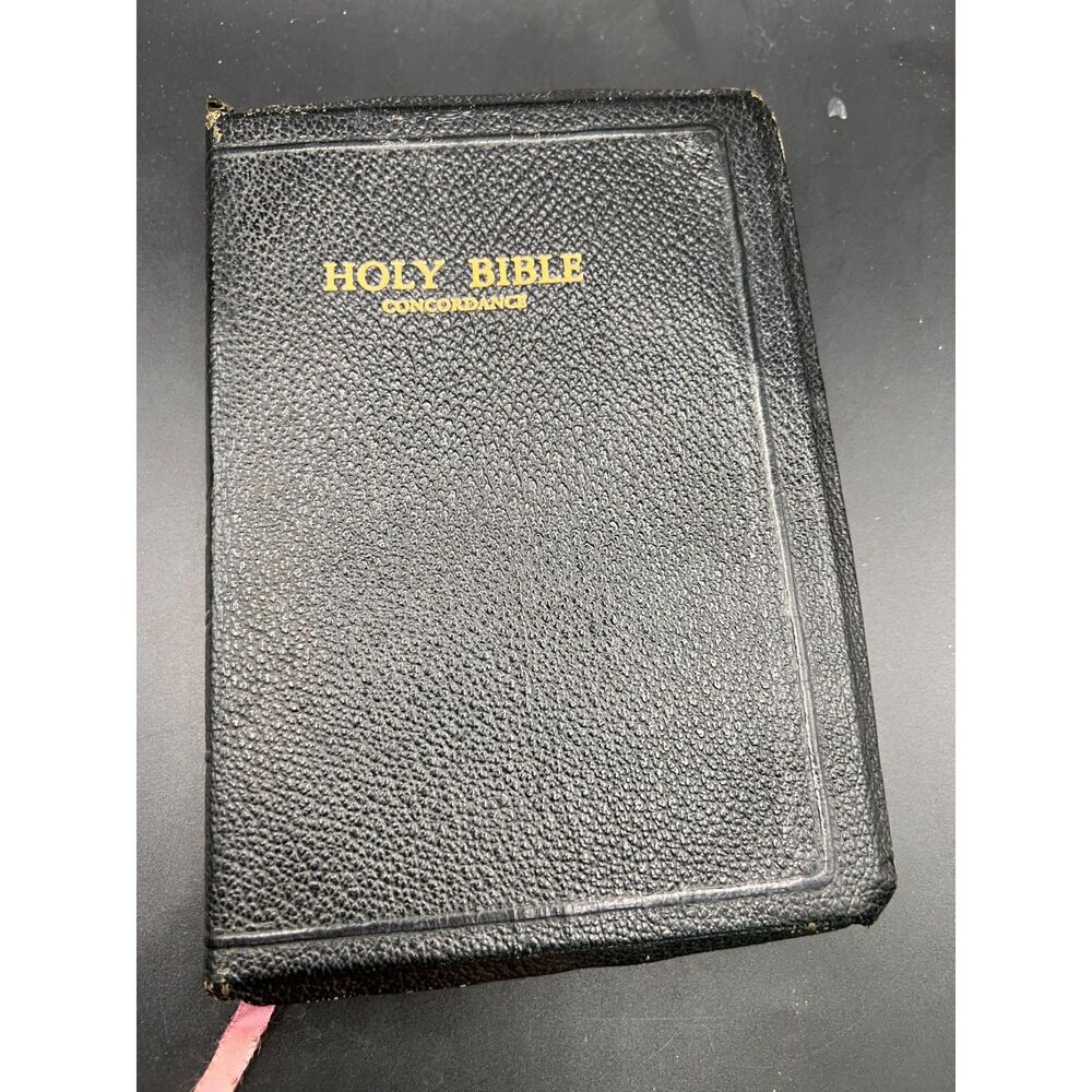 Vintage Holy Bible Concordance Genuine Leather Cover Red Letter Edition